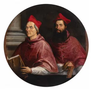 Ritratto di Domenico (a sinistra) e Marino Grimani (a destra), pittore veneto, copia da Palma il Giovane, XVII secolo, olio su tela; ø 127 cm, Museo di Palazzo Grimani, Venezia (deposito Gallerie dell’Accademia, Venezia)