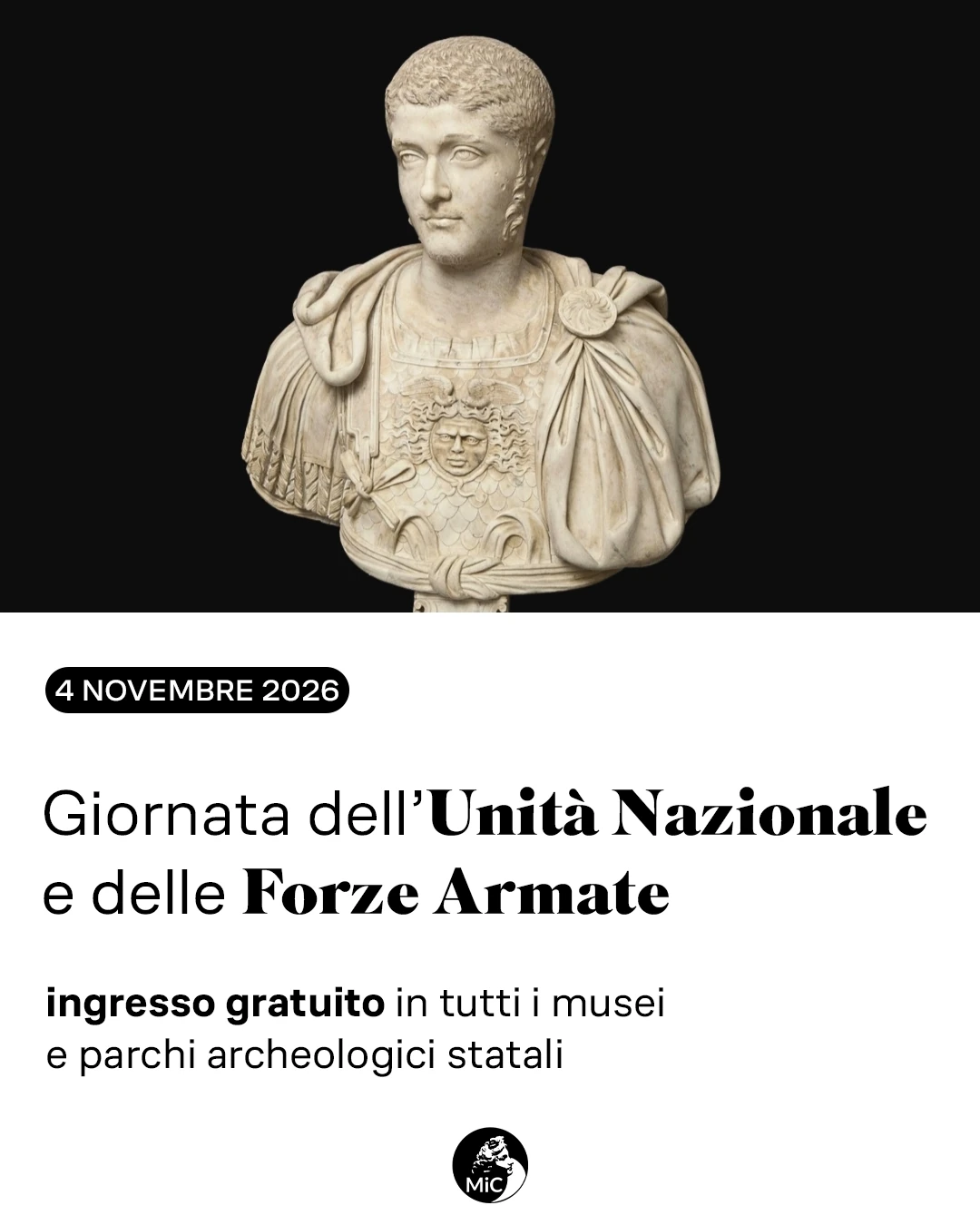 4 Novembre 2026 Giornata dell'Unità Nazionale e delle Forze Armate - Ingresso gratuito al Museo archeologico nazionale di Venezia